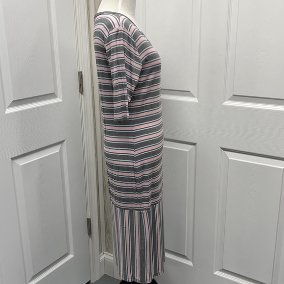 LuLaRoe New Pink Gray Blue Striped Julia Dress NWT - Picture 9 of 10